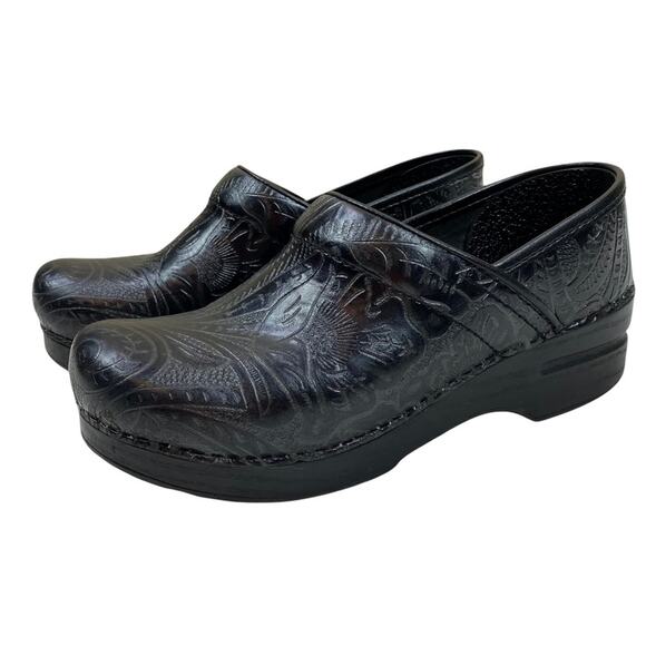 Dansko Professional Black Tooled leather clogs size 37/7 - Picture 3 of 8